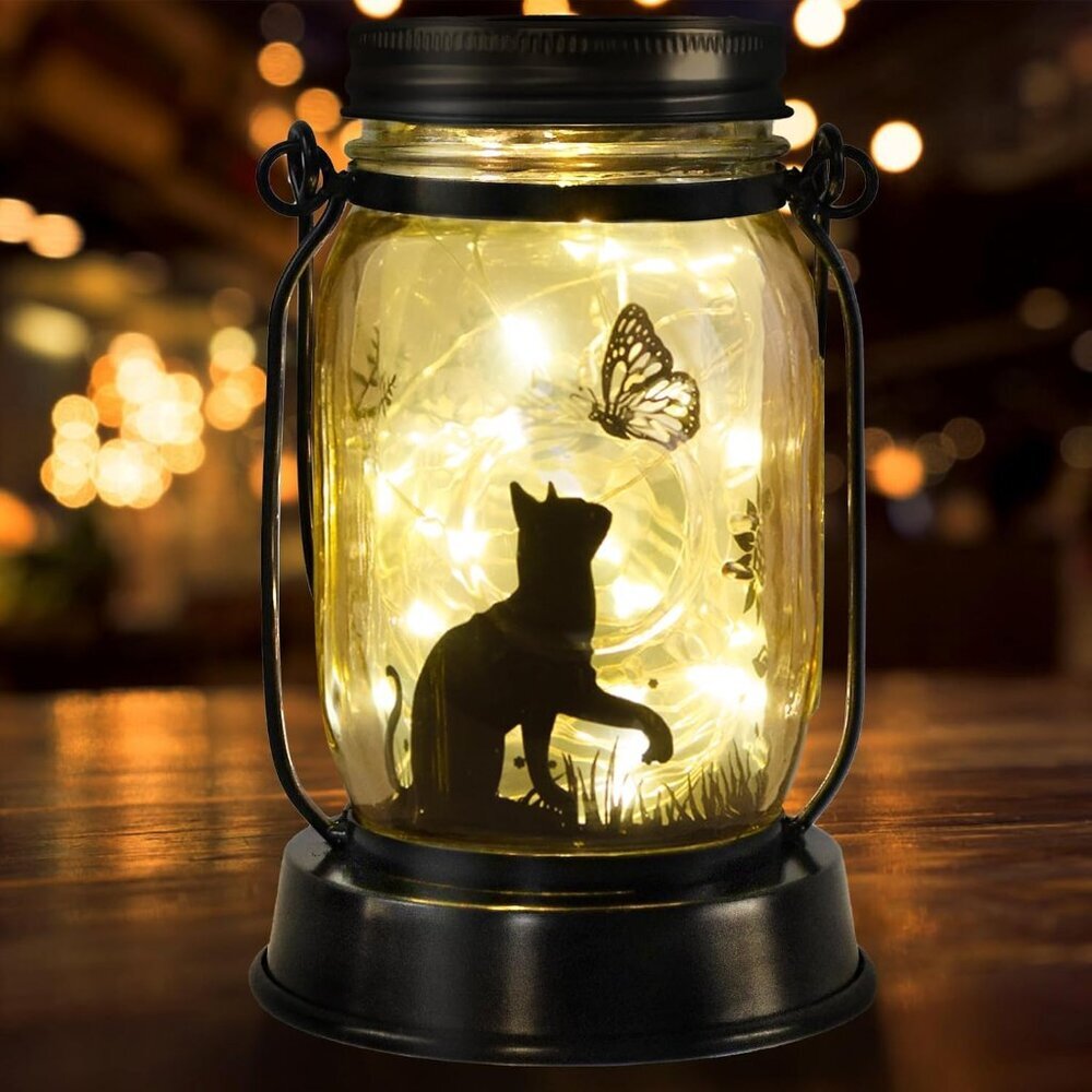 Cat Solar Lanterns Cat Gifts for Women Men Cat Lovers Gifts Hanging Cat Lanterns